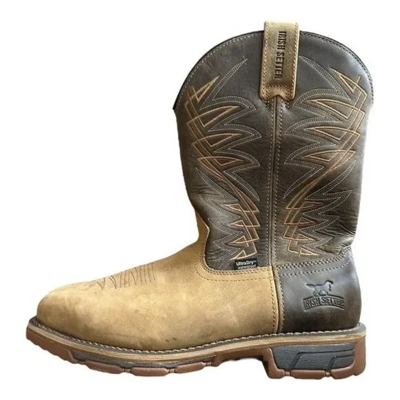 Irish Setter Marshall Waterproof Pull On Leather Safety Toe Boots 83921 Men's 10
