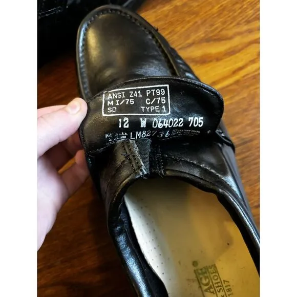 Iron Age Steel Toe Work Safety Black Leather‎ Penny Loafers LM82736 Mens 12W USA