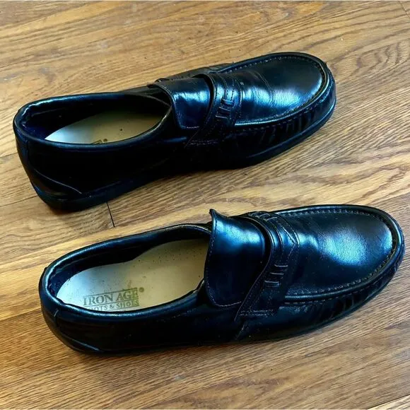 Iron Age Steel Toe Work Safety Black Leather‎ Penny Loafers LM82736 Mens 12W USA