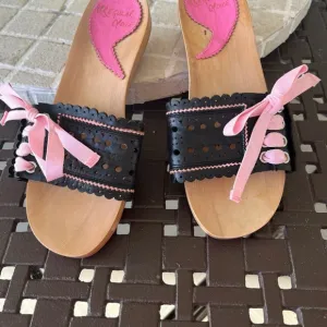 IRREGULAR CHOICE Japanese Style Mules Sandals Wood Dog SIZE 37 UK 4 UNIQUE RARE