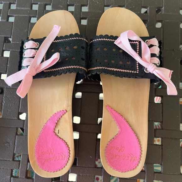 IRREGULAR CHOICE Japanese Style Mules Sandals Wood Dog SIZE 37 UK 4 UNIQUE RARE
