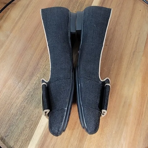Isaac Mizrahi Linen Bow Front Square Toe Flats Size 6.5