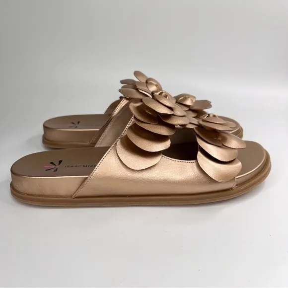 Isaac Mizrahi Live Rose Gold Flower Cut Slide On Sandals Size 10