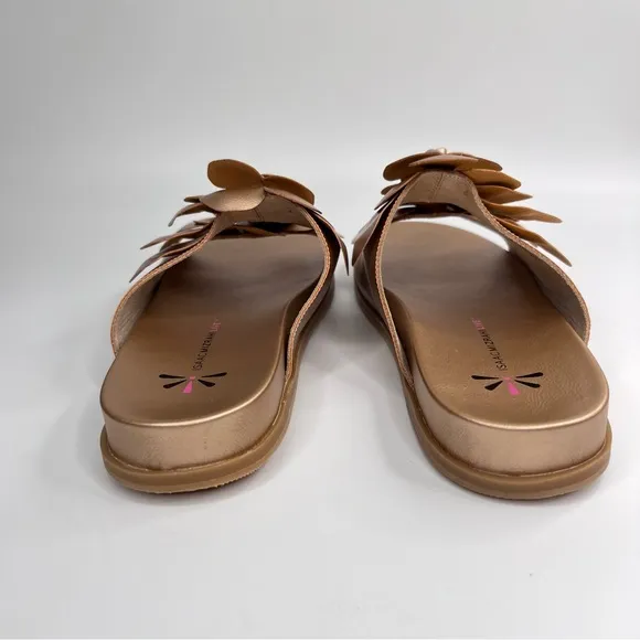 Isaac Mizrahi Live Rose Gold Flower Cut Slide On Sandals Size 10