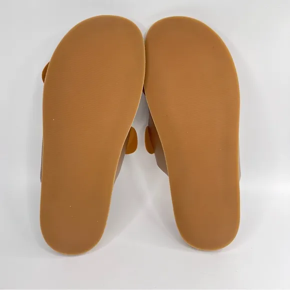 Isaac Mizrahi Live Rose Gold Flower Cut Slide On Sandals Size 10