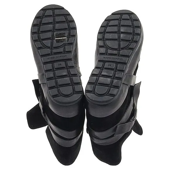 Isabel Marant Etoile Sheared Snow Boots in Black Suede