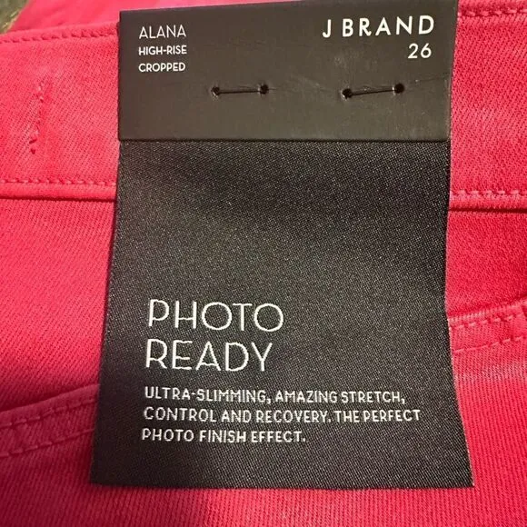 J Brand Alana High Rise Cropped Coated Dizzy Pink Jeans size 26 NWT