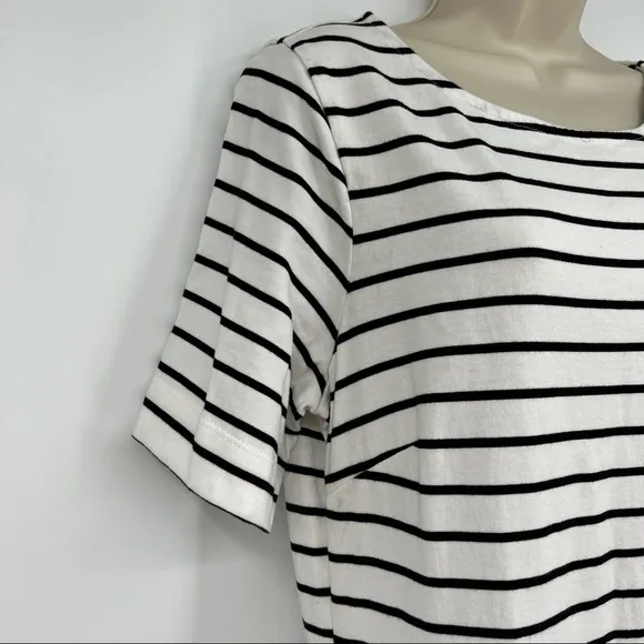 J by J. Crew Striped Cotton Short Sleeves Roundneck Straight Hem Shirt Dress