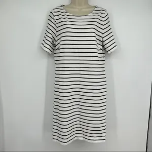 J by J. Crew Striped Cotton Short Sleeves Roundneck Straight Hem Shirt Dress