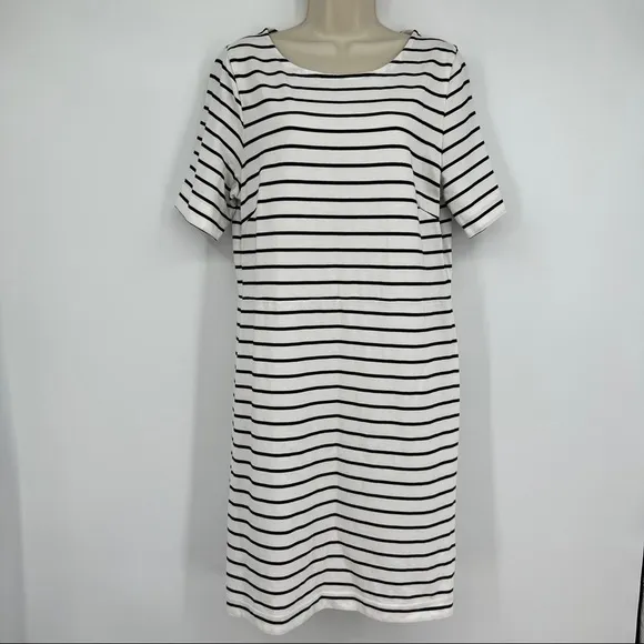 J by J. Crew Striped Cotton Short Sleeves Roundneck Straight Hem Shirt Dress