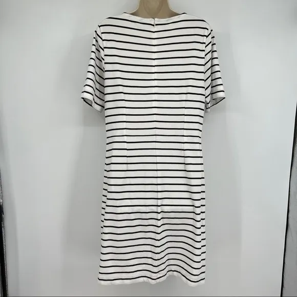 J by J. Crew Striped Cotton Short Sleeves Roundneck Straight Hem Shirt Dress