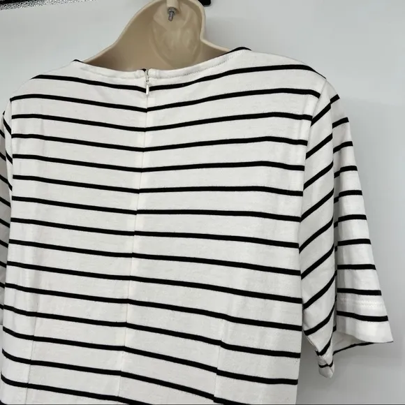 J by J. Crew Striped Cotton Short Sleeves Roundneck Straight Hem Shirt Dress