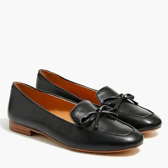 J. Crew black bow loafers size 6