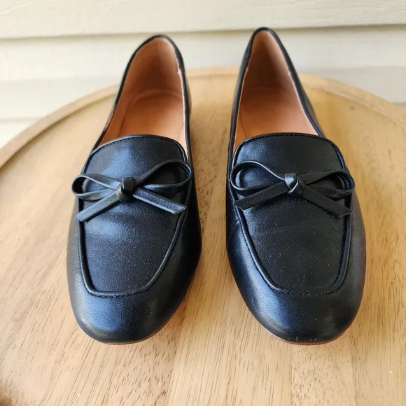 J. Crew black bow loafers size 6