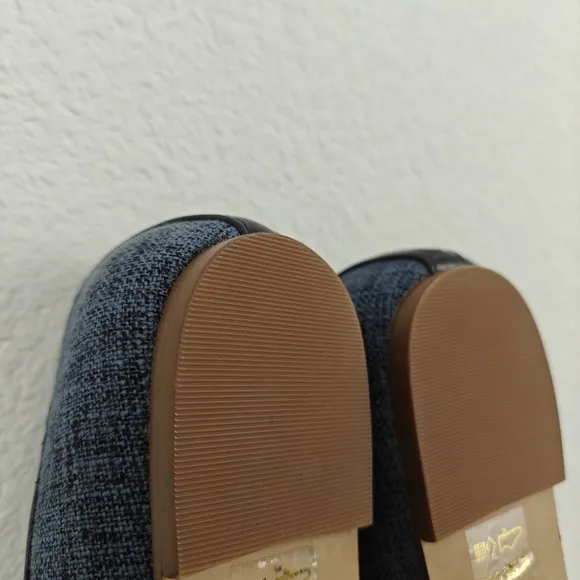 J. Crew Factory Tweed Navy Blue Bow Slip On Ballet Flats Women's Size 7