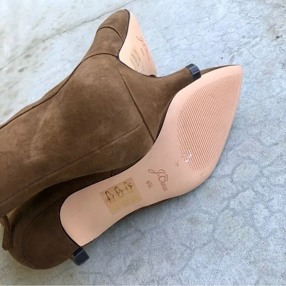 J Crew Fiona Ankle Boots Booties Lace Up Kitten Heels Brown Suede NWOT 6.5