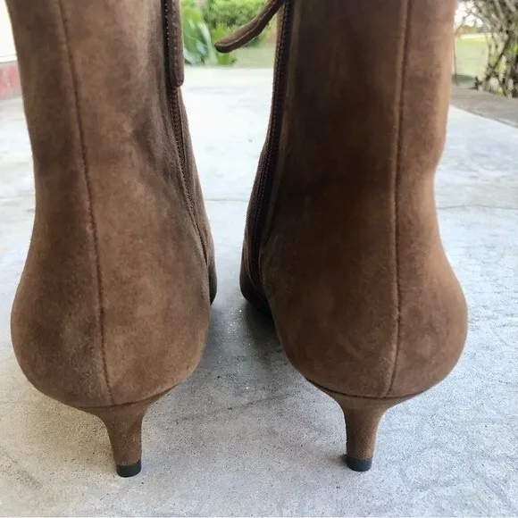 J Crew Fiona Ankle Boots Booties Lace Up Kitten Heels Brown Suede NWOT 6.5
