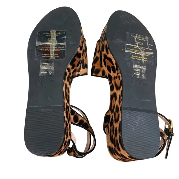 J Crew flatform calf hair leopard print sandals. NWOT. SIZE 7.