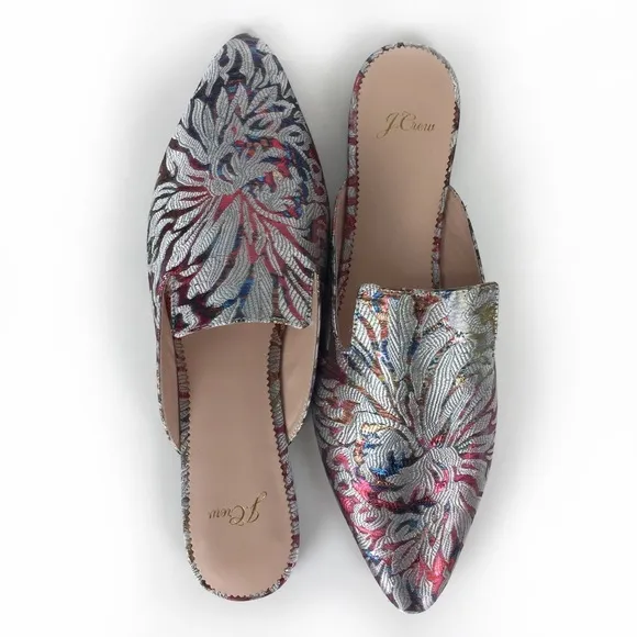 J. Crew Marina Slides Jacquard Fantasia Sz 9.5 NEW