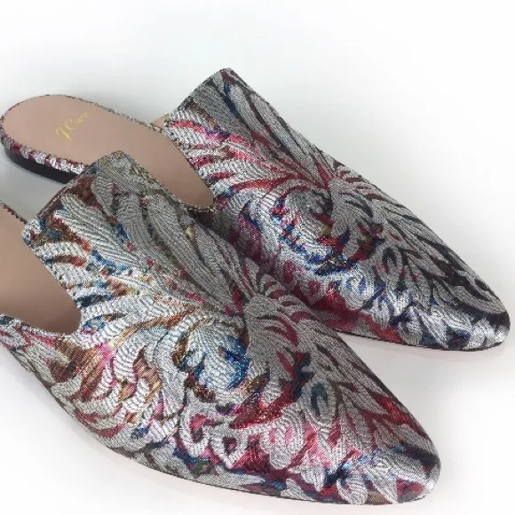 J. Crew Marina Slides Jacquard Fantasia Sz 9.5 NEW