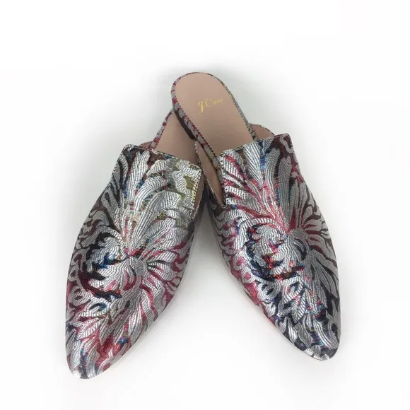 J. Crew Marina Slides Jacquard Fantasia Sz 9.5 NEW