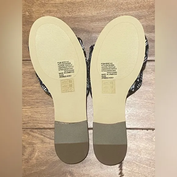 J. Crew Printed Knot Black Ivory Slide Sandals 6 New in Box