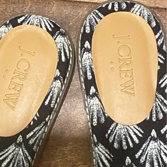 J. Crew Printed Knot Black Ivory Slide Sandals 6 New in Box