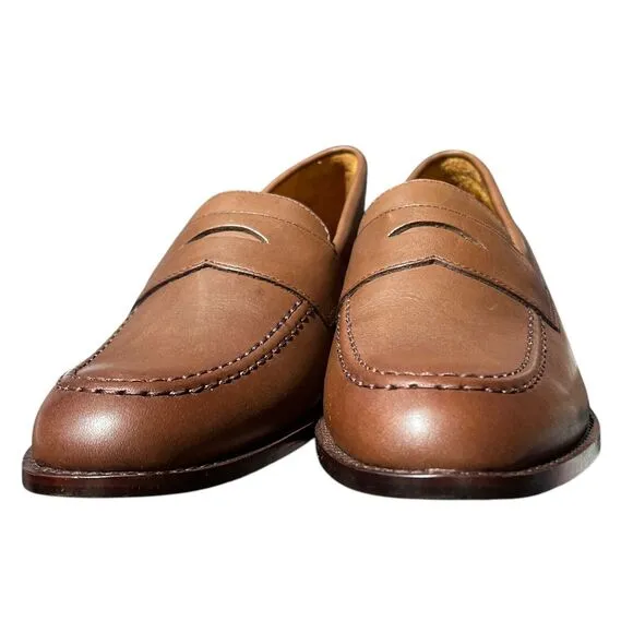 J Crew Shoes Mens 10.5 Brown Leather Penny Loafers Preppy AW268 Luxury Holiday
