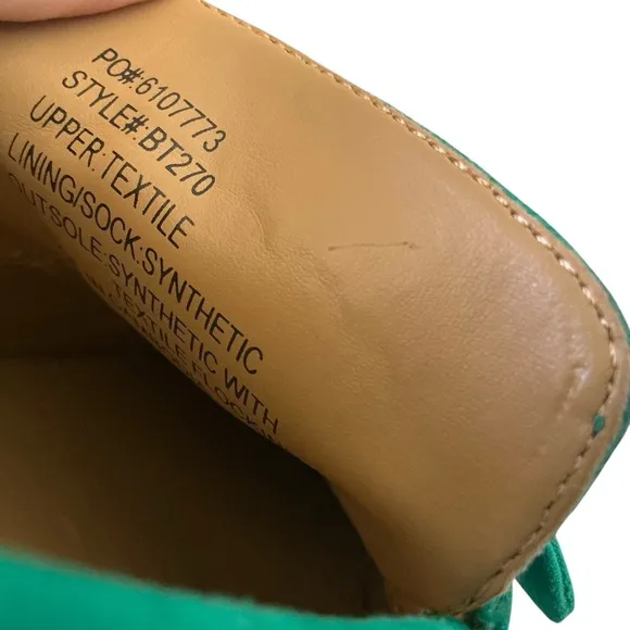 J crew suede bow loafers green size 9 almond toe flats slip on shoes Sz