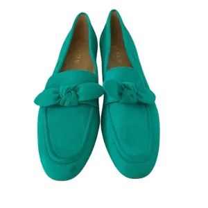 J crew suede bow loafers green size 9 almond toe flats slip on shoes Sz
