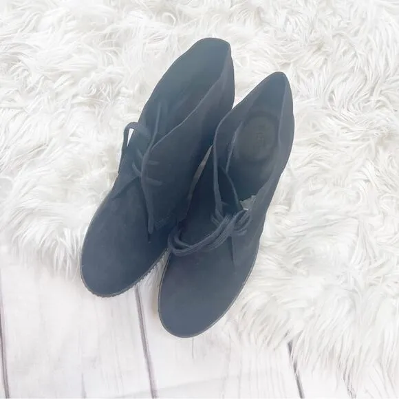 J. Crew Women's Black Suede Macalister Wedge Boots Lace Up Size 12