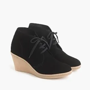 J. Crew Women's Black Suede Macalister Wedge Boots Lace Up Size 12