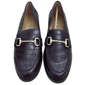J. CREW Women's Classic Croc embossed Loafers Burgundy Brown -Size 7.5