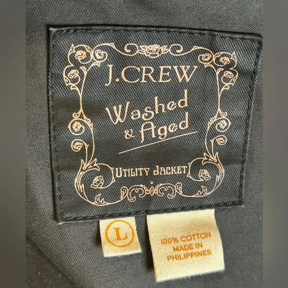 J. Crew Women's Utility Jacket Vintage Washed &amp; Aged Waxed Cotton L
