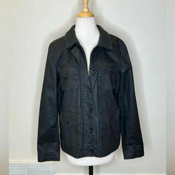 J. Crew Women's Utility Jacket Vintage Washed &amp; Aged Waxed Cotton L
