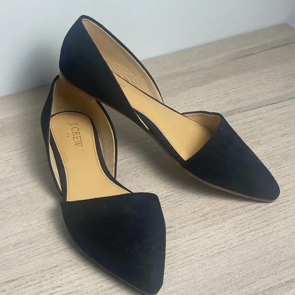 J. Crew | Zoe D’Orsay Black Suede-Look Flats Size 7