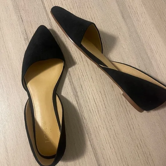J. Crew | Zoe D’Orsay Black Suede-Look Flats Size 7