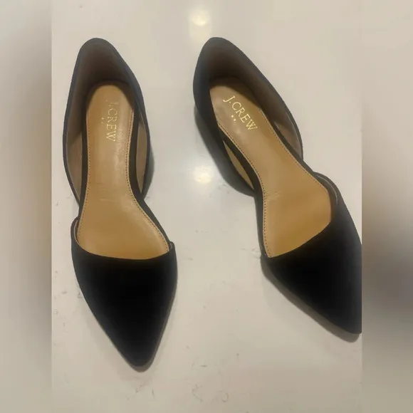 J. Crew | Zoe D’Orsay Black Suede-Look Flats Size 7