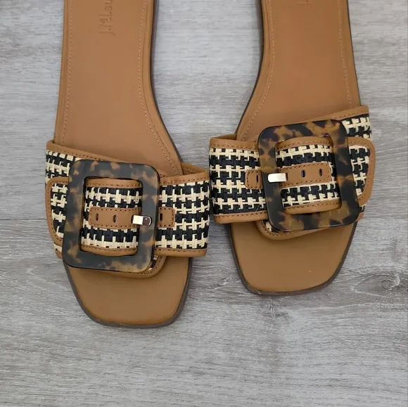 J. Mclaughlin Brown Alaia Straw and Leather Sandals