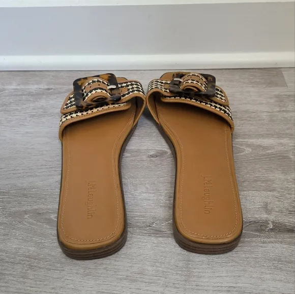 J. Mclaughlin Brown Alaia Straw and Leather Sandals