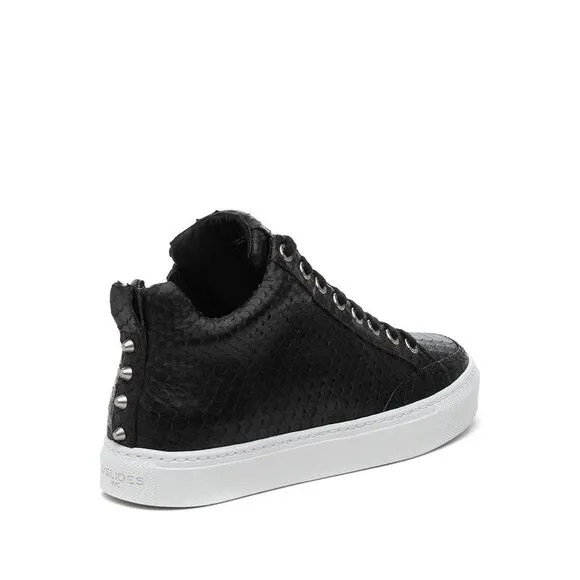 J SLIDES Womens Black Snake 1&quot; Platform Leesa Wedge Sneakers 8.5 M