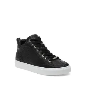 J SLIDES Womens Black Snake 1&quot; Platform Leesa Wedge Sneakers 8.5 M