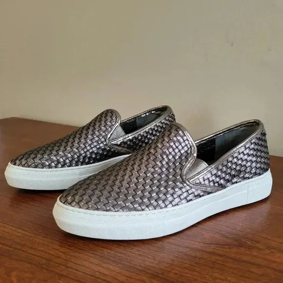 J Slides Woven Metallic Leather Upper Casual Minimalist Slip-On Sneakers(8)