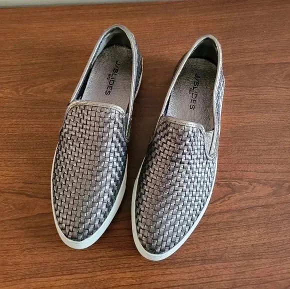 J Slides Woven Metallic Leather Upper Casual Minimalist Slip-On Sneakers(8)