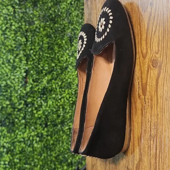 Jack Rogers Black Flats with Decorative Stitching size 6