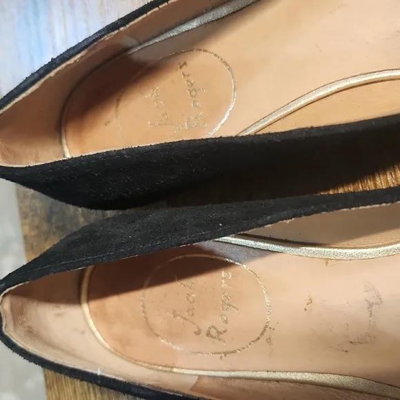 Jack Rogers Black Flats with Decorative Stitching size 6