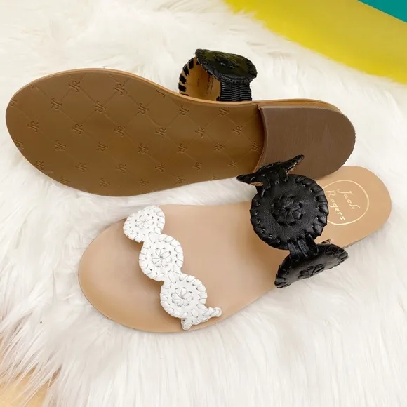 JACK ROGERS Colorblock Leather Slide Sandals