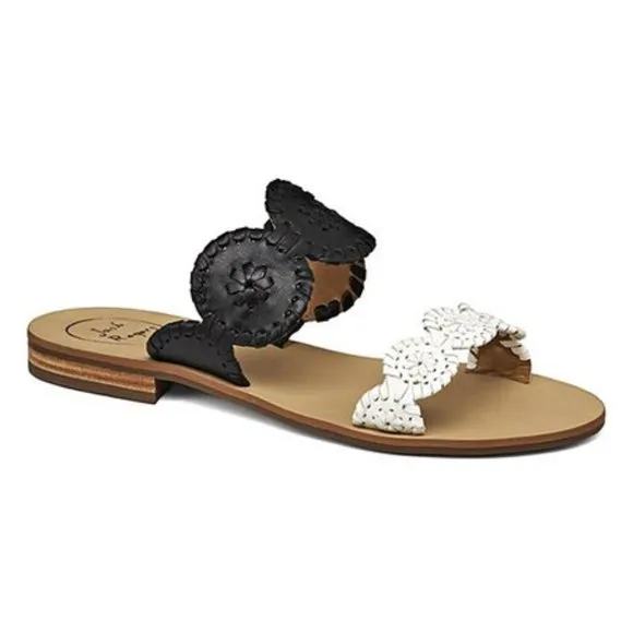 JACK ROGERS Colorblock Leather Slide Sandals