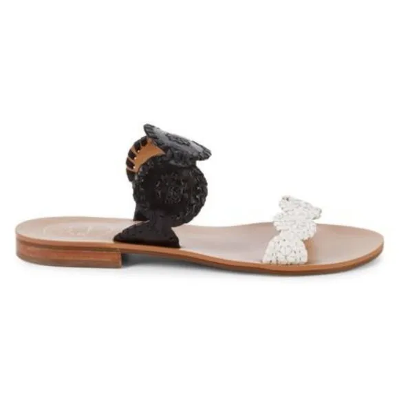 JACK ROGERS Colorblock Leather Slide Sandals