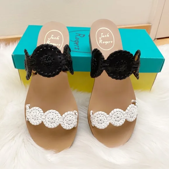 JACK ROGERS Colorblock Leather Slide Sandals